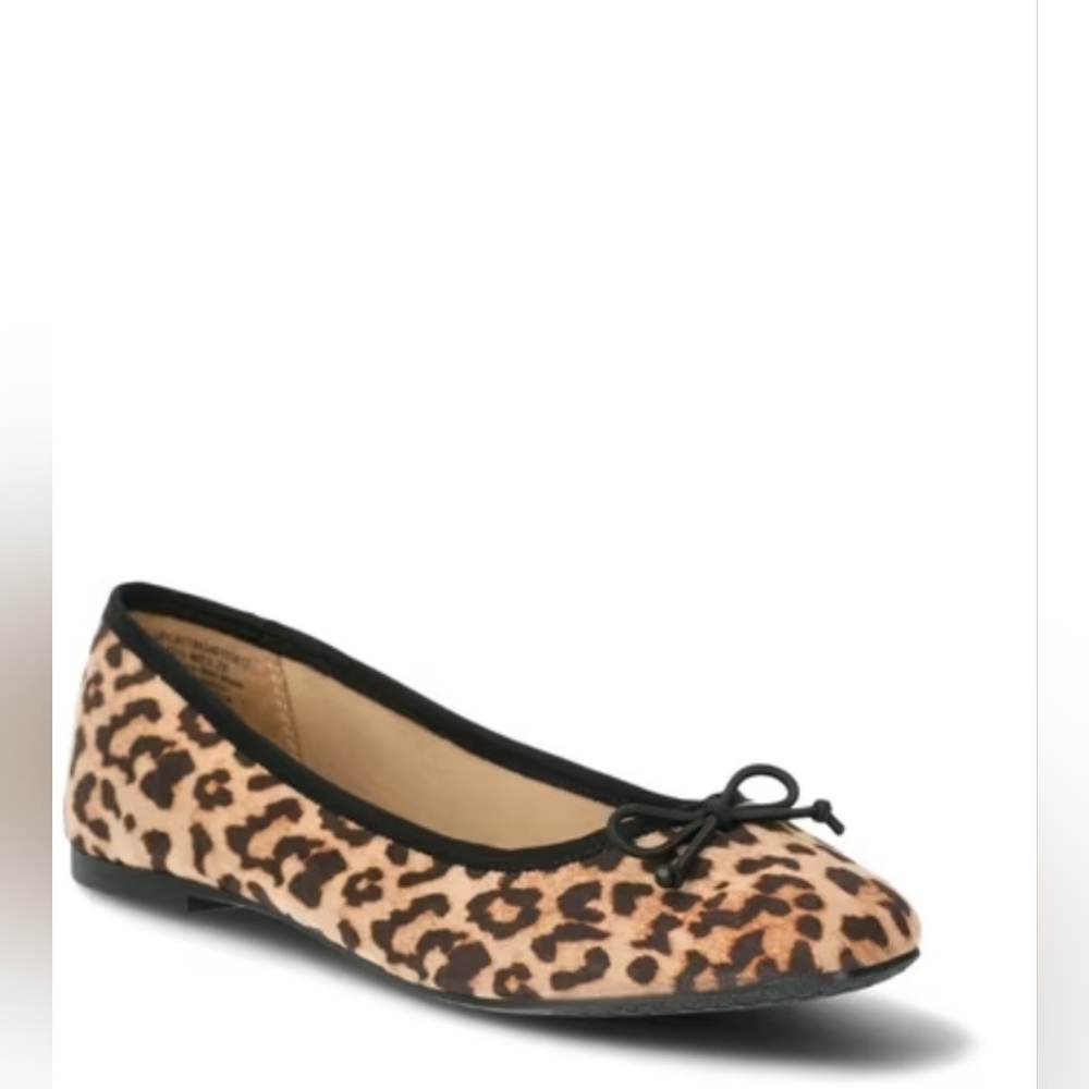 Time and Tru Women's Leopard Print String Bow Ballet Flats In Size 8.5 NWT - Picture 2 of 10